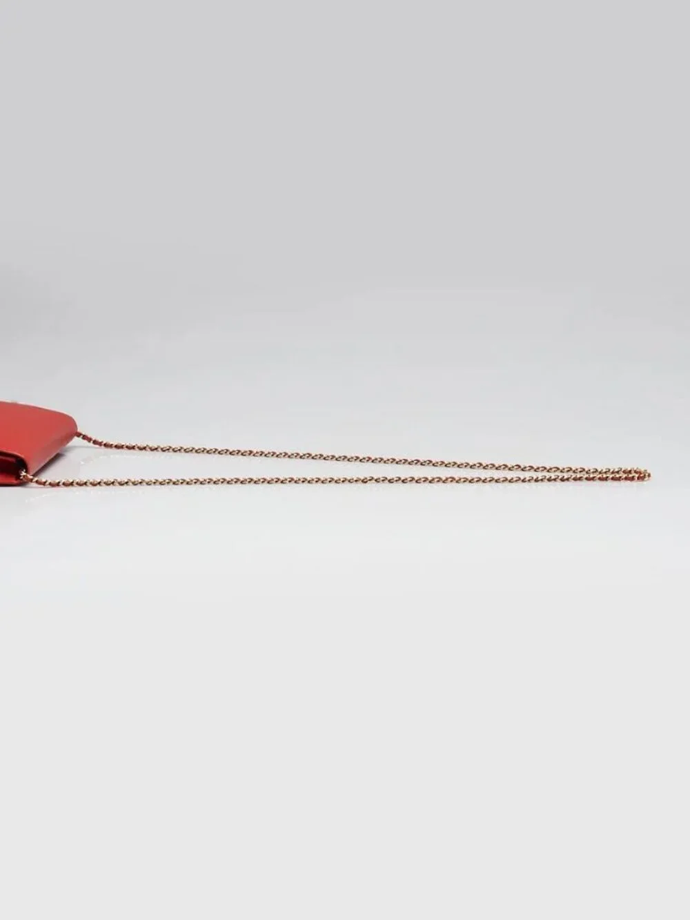 Chanel Red Grained Leather Camellia Embossed WOC Clutch Bag